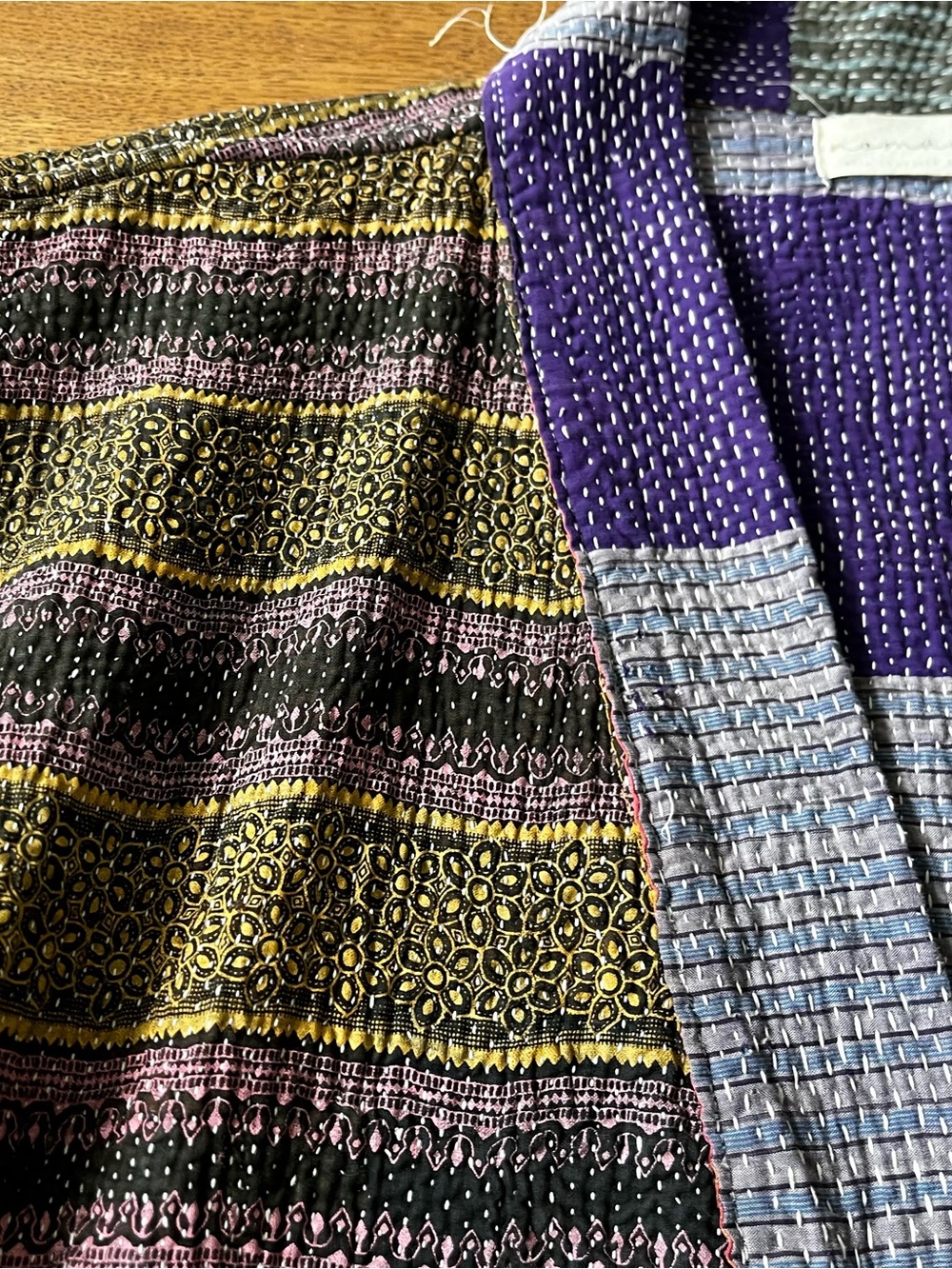 Nomad Purple & Gray Patchwork Kantha Handmade Vest. Stunning!! - Picture 5 of 14